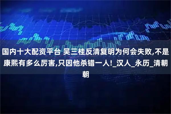 国内十大配资平台 吴三桂反清复明为何会失败,不是康熙有多么厉害,只因他杀错一人!_汉人_永历_清朝